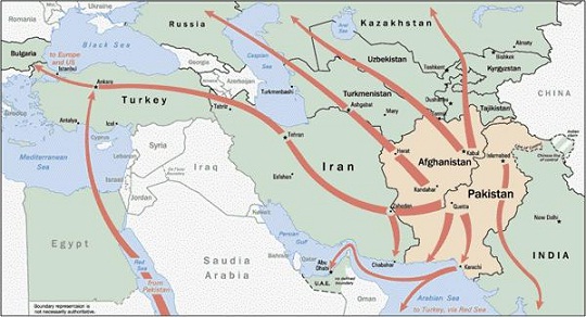 Pakistan-Afghanistan drug trade routes