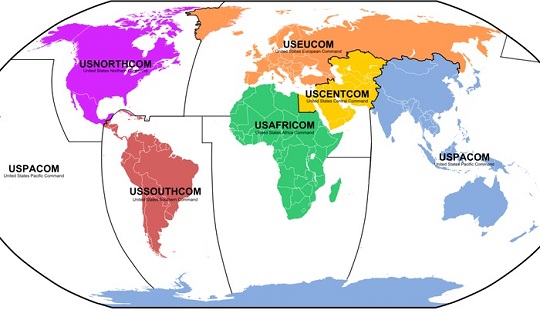 US Unified Combatant Commands map