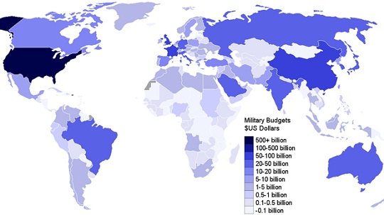 Military expenditure by country map