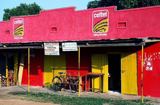 Celtel advertising in rural Uganda
